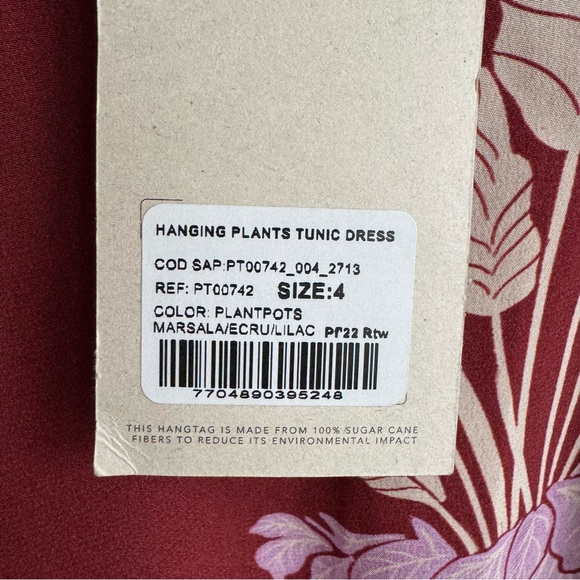 NEW Johanna Ortiz Hanging Plants Silk Tunic Dress - Size 4 - Picture 8 of 15